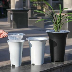 Meshpot dubbel väggar utmärkta dräneringshål orkidéer med rotstyrande spårplastblommor planter 210615