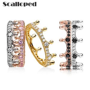 Wedding Rings SCALLOPED Classic Magical Princess Crown Ring For Women Sparkling Zircon DIY Brand Accessories Stacking Band Jewelry