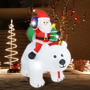 Christmas Polar Bears Decoration großhandel-Weihnachtsdekorationen m Riesiger aufblasbarer Weihnachtsmann Reiten Eisbär Schütteln Kopf Puppenplatz Für Zuhause