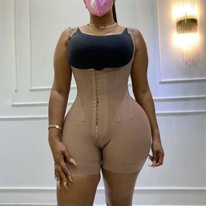 Women's corset Bodyshaper High Compression Garment Abdomen Control Double Bodysuit Waist Trainer Open Bust Shapewear Fajas 220107