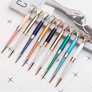 Crystal Diamond Pens Bling Metal Ballpoint 1 mm Black Ink School Office Supplies Gift Pen for Wedding KDJK2106