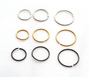 Vanlig Fake Nose Ring Hoop Clip On Ear Lip Stud Piercing Kirurgisk Stål Guld Black Rainbow 18g 20g 22g 6mm 8m 10mm Välj storlek