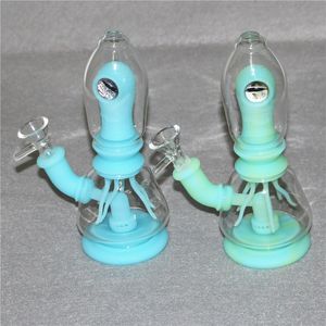 7,8 tums glöd i det mörka vattenröret Silikon Hookah Bong Rökning Handrör Glas DAB Rigs Portable Bongs med Bowl Reclaim Catchers