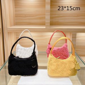 Woman Furry Shoulder Bags Designer Handbag Luxury Hobos Lamb Fur Lady Purses Handbags Small Totes Tag Embroidered Letters Top 2024