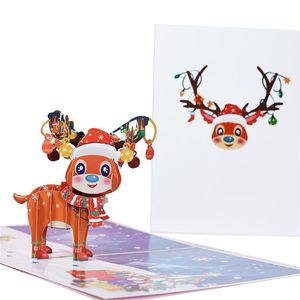 Christmas Decorations 3D Up Greeting Cards With Envelope Friend Family Blessing Postcard For Birthday Year Gifts Xmas Decoration