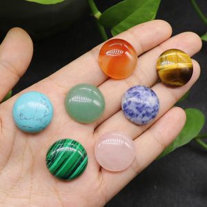 20mm Flat Back Assorted Loose Stone Round Shape Cab Cabochons Pärlor för smycken Göra grossist