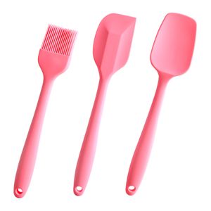 Cake Cream Spatula Baking Set Silicone Scraper Cakes Tool Spatulas Brush Stirring knife Comforatble Handle Bake Tools in 3 Colors