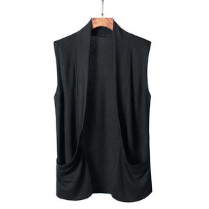 2021 Ny ärmlös cardigan män mode solid färg streetwear manlig kappa vår casual stickade cardigan män y0907