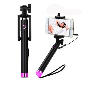 Bärbar utdragbar handhållen självporträtt Monopod Wired Selfie Stick för Smartphone 30Aug02