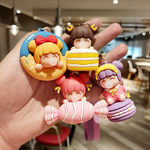 Creative Cartoon Macaron Cake Dessert Key Chain Donut Bubble Female Key Chain Pendant Car School Bag Pendant Accessory Gift G1019