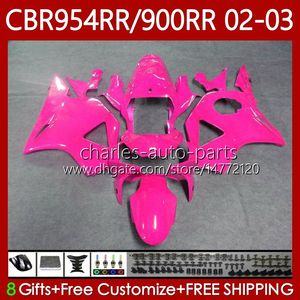 Body Kit for Honda CBR954-RR CBR900RR 2002-2003 BodyWork 61NO.128 CBR954RR CBR954 CBR900 CBR 900 954 RR CC 900CC 2002 2003 CBR 954RR 900RR 02 03光沢のあるピンクのフェアリング