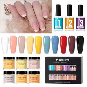 Misscheering Dipping Set Fransk Glitter Dip Nail Art Pulver Ren Färg Nails Damm Naturlig Dry DIY UV Gel Manicure Kits