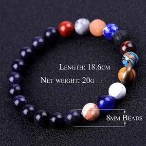 Universe Natural Stone Sun Satellite Pärled Strands Armband Lava Rock Tiger Eye Turko Armband för kvinnor Män modesmycken