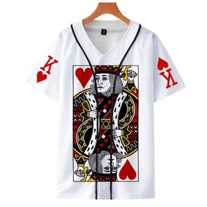 2021 Nova novidade Poker Baseball Camiseta Homens 3D Homens / Mulheres Verão T-shirt Curto Roupa Masculina Meninos / Meninas Manga Curta Engraçado T-shirts G1222