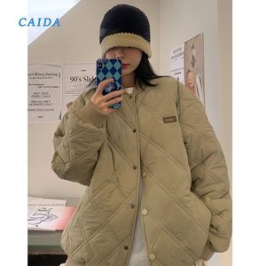 Damenjacken CAIDA Winter 2022 Bomberjacke Frauen Lange Armee Grün Beige Schwarz Warm Reißverschluss Taschen Mantel Weibliche Parkas