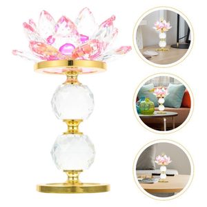 Candle Holders 1PC Crystal Glass Lotus Candleholder Ornament Chic Craft Candlestick
