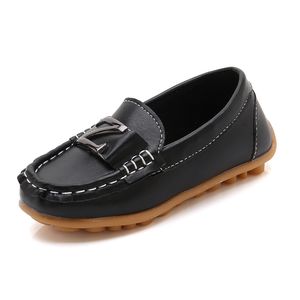 Baby Boys Leather Shoes Children Loafers Slip-on Soft Leather Kids Flats Fashion Letter Design Candy Color For Toddlers Big Boys 210306