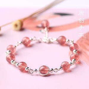 Wholesale pure crystal bracelet resale online - Direct Sale S925 Pure Sier Natural Strawberry Women s Powder Crystal Transfer Bracelet Jewelry