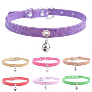 Dog Collars & Leashes Puppy Collar For Small Dogs Adjustable Pet With Bell Medium Cats Size XXS XS S Purple Black White Pink