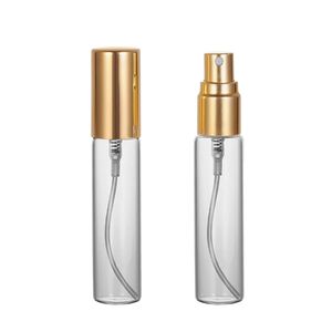 旅行香水ガラススプレー詰め替え可能な瓶のサンプルメガネ携帯用ミニ香水ゴールドシルバーキャップ