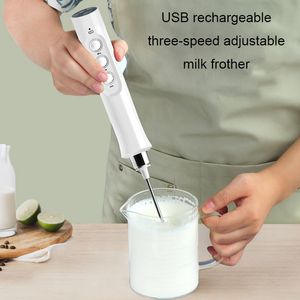 Eggs Tools 3 In 1 Rechargeable Egg Beater Electric Milk Frother Portable Foam Maker Handheld High Speed Drink Mixer Coffee Frothing Wand Blender Cream Whipper ZL0540