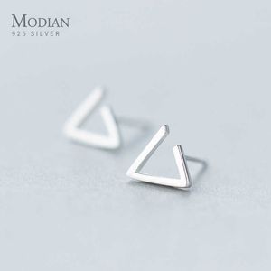 Classico triangolo geometrico semplice piccolo piccolo orecchini a bottone carino gioielli in argento sterling 925 per le donne 210707