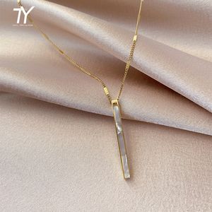 Titan Stahl Farbe schnelle Kette Shell lange Anhänger Halskette für Frauen Mode Luxus Mädchen Schlüsselbein Kette Schmuck