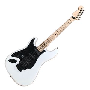 Fabriksuttag-vänsterhänt 6 strängar Vit elektrisk gitarr med Floyd Rose, Maple Fretboard, Högkostnad Prestanda