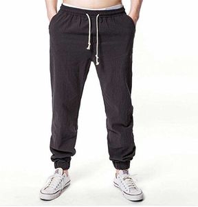 2020 men Cotton and linen trousers Calcas De Linho Verao Dos Homens Com Cordao Soltas Pantalones Hombre Solidos Harem Pan Y0811