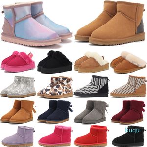 Designer- Classic Boots Короткая обувь Bailey Bow Высокая Кнопка Тройки Женщины Ботинок Зимний Снежный Мех Фурри Боунт Детские Пуговицы Пинетки