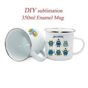 Sublimação DIY 350ml Caneca de Esmalte Camping Água Cups Grande para Café Chá Camping Tumblers FY4394