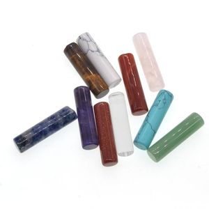 About 36*10mm natural stone cylinder shape Bar crystal Pink Blue Amethyst Turquoise round pillars DIY jewelry making semi-finished