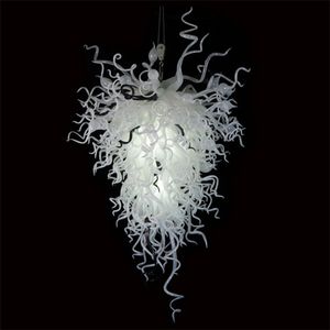 Hedendaagse kristallen lamp zwart en wit handlampen geblazen glas kroonluchter voor woonkamer decoratie Tiffany hangers licht huis binnenverlichting