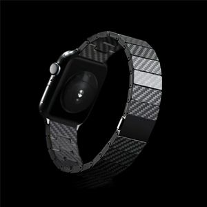 Cool Carbon Fiber Grain Wrist Strap Bracelet for Apple Watch Series 7 6 5 4 3 2 SE PPS Link Band iWatch 38mm 40mm 42mm 45mm