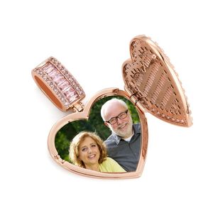 Wholesale gift photo lover resale online - Customize Memorial Photo Frame Medal Pendant Necklace Heart Shape Can be opened Men Women Lover Gift Couple Pendants B3