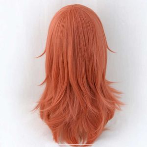 Chainsaw Man Cosplay Angel Devil 50cm Long Wig Christmas Dark Orange Color Anime s Heat Resistant Synthetic s Y0913