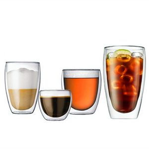 더블 벽 유리 컵 수제 내열성 에스프레소 커피 컵 음료 컵 투명 유리 컵 Drinkware 와인 잔