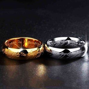 Anel De Ouro Mágica venda por atacado-Letra mágica clássica ouro cor de prata anéis de casal de aço inoxidável para homens mulheres encantar jóias R001