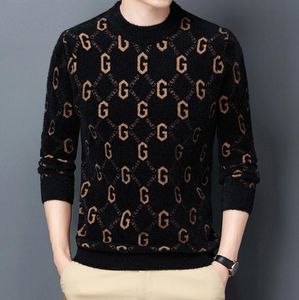 2021 Autumn and Winter New Sweater Korean Youth Fashion Trend Personlighet Jacquard Pullover Round Neck tröja Herrtröjor