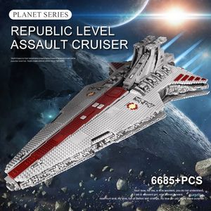 UCS Venator Republic Attack Cruiser Destroyer Set Bausteine 05077 MOLD KING Star Plan Toy Die MOC-0694 Montagesteine Geburtstagsspielzeug Kinder Weihnachtsgeschenke