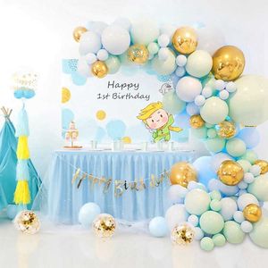 Blue Balloon Garland Baby Shower Balloons Boy Birthday Party Decorations Kids Foil GlobosBalon 1st One Year Boy Birthday Decor X0726