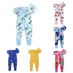 Recém-nascido Primavera / Outono Roupas de Algodão Bebê Grils Romper Romper Meninos Animais Costumes Floral Pijama Roupa 210309