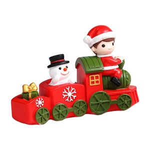 Christmas Tree Topping toptan satış-Noel Süslemeleri Sevimli Tren Süs Masa Üstü Ağaç Reçine Noel Baba Kardan Adam Ren Geyiği Heykelcik Heykeli Oda Min