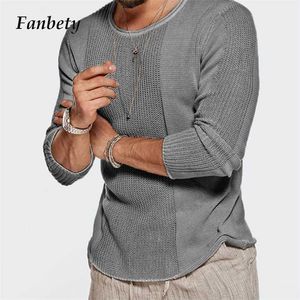 Classic Solid Man Knitted Sweater Hollow Out O-Neck Gentleman Loose Daily Tops Long Sleeve Male Pullovers Streetwear XXXL 211018