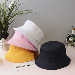 CAPS HATS Vuxna barn Summer Foldbar Bucket Hat Korean Solid Color Wide Brim Beach Panama Sun UV Protection Fisherman Cap Basin1