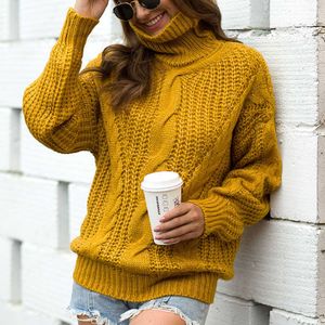 Winter Women Turtleneck Fall Sweater Loose Elegant Warm Knitted Pullovers Solid Knitwear Jumper Tops Sueter Mujer 210928