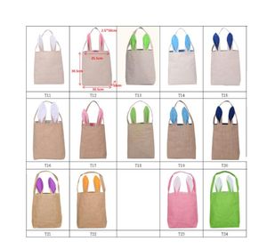 Party Supplies Easter Rabbit Ear Baskets Egg Hunts Bags Handbag Kids Candy Bag Bucket Gift-Bags Burlap Storage-Bag SN6170