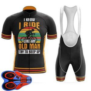 Jag åker som en gammal man cykeltröja mtb cykelkläder män Summer cykelskjorta Bib Shorts Set Ropa Ciclismo Racing Clothes Maillot Culotte Y23091201