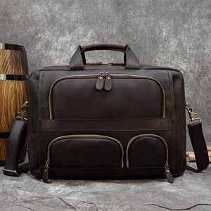Wholesale vintage style briefcases resale online - 2021 Hot style Briefcase Of Men Male Real Cowskin Latop Computer Bag Men s Working Tote Handbags Vintage Fashion DesignGenuine Leathe Vintag