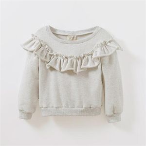 Autunno Neonate Camicetta a maniche lunghe 100% cotone Bambini di alta qualità Camicia per bambini Ragazze Ruffles Top Jumper per Toddler Girl 210306